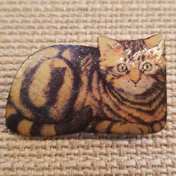 Vintage Jewelry - Vintage 90s handmade cat brooch